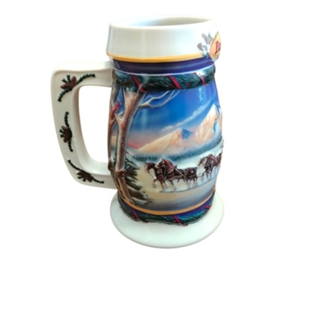 Vintage‎ 2000 Budweiser Holiday Stein CS416 Holiday in the Mountains Clydesdales